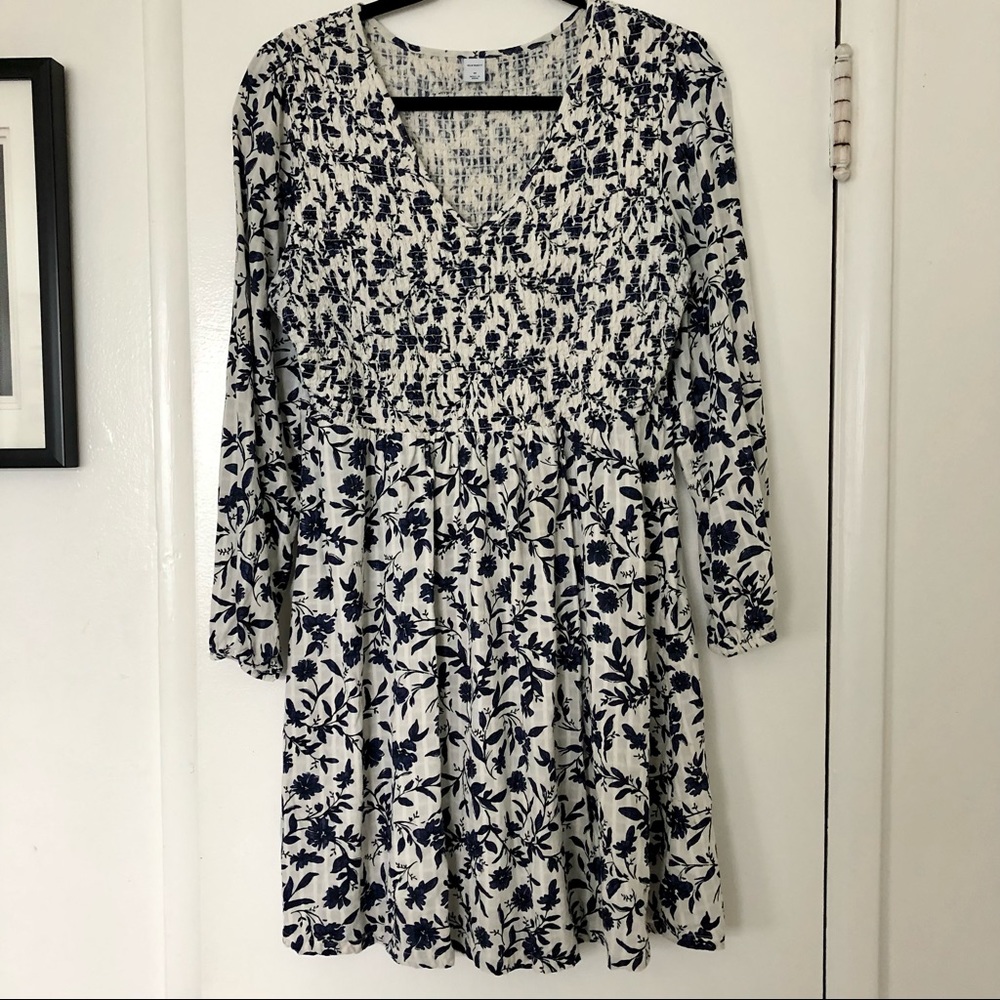 Smocked Floral Long Sleeve Dress